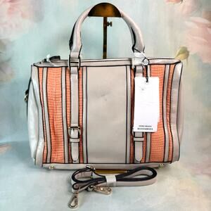 NWT Vero Moda Faux Leather Snakeskin Pattern Pink & Beige Purse